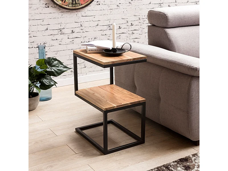 Table d'appoint Bois Massif 45x60x30cm Bout de canapé Table de Salon