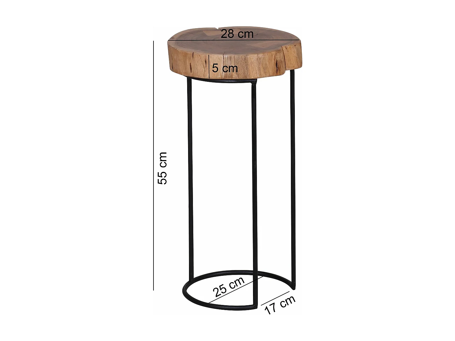 Table d'appoint Bois Massif 28x55x28cm Bout de canapé Table de Salon