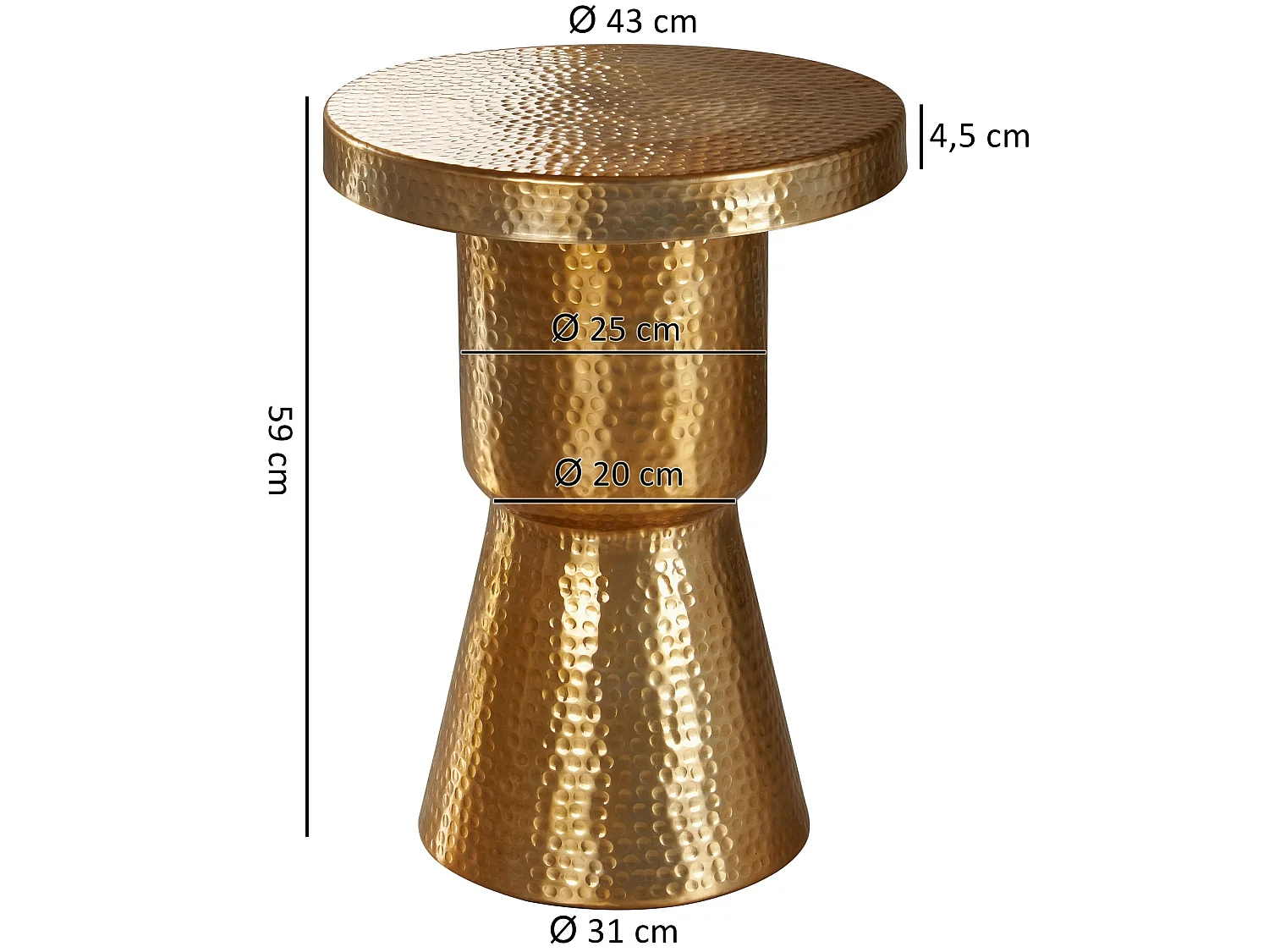 Beistelltisch Ablagetisch 43 x 59 x 43 cm Aluminium Anstelltisch Alu