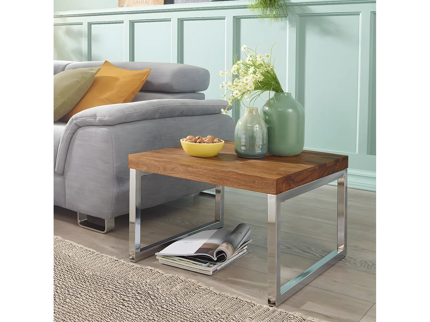 Sheesham Couchtisch Wohnzimmer Tisch Beistelltisch 60 x 60 cm Massivholz