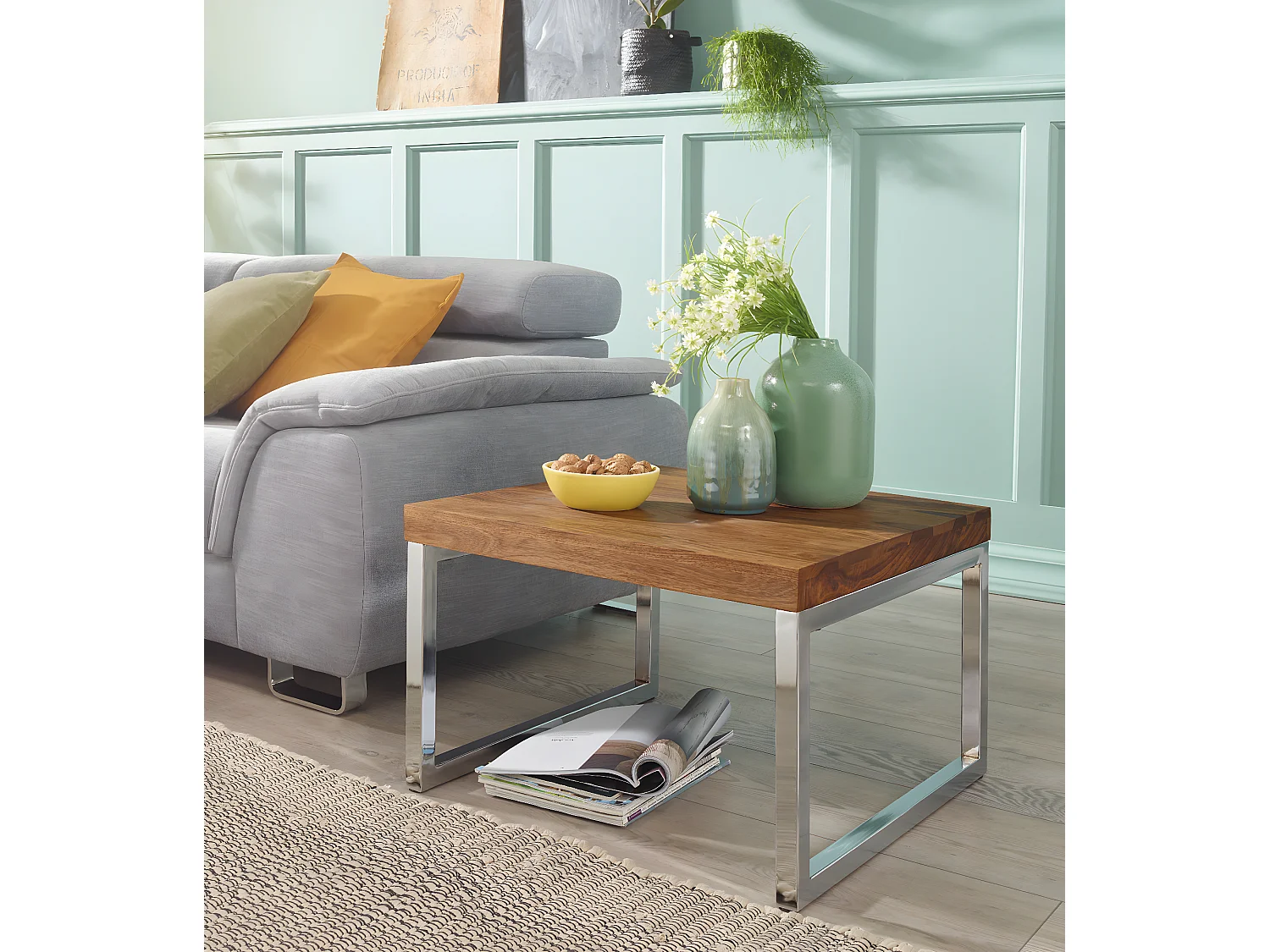 Sheesham Couchtisch Wohnzimmer Tisch Beistelltisch 60 x 60 cm Massivholz