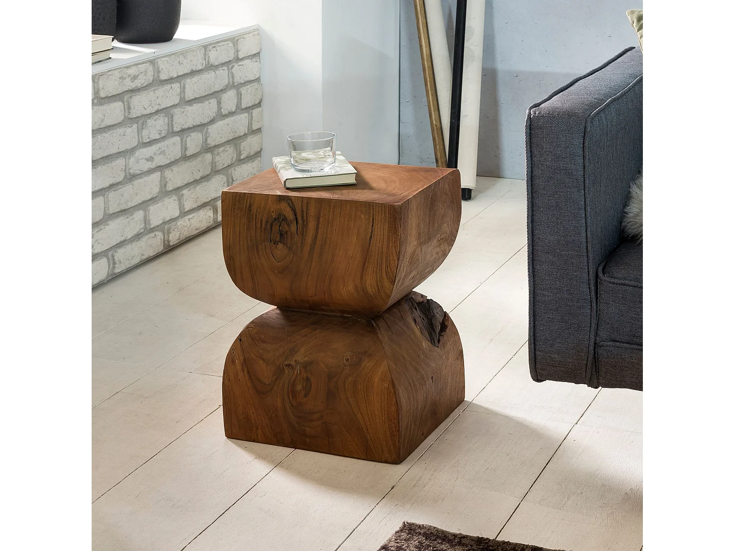 Beistelltisch Braun Holztisch Rustikaler Deko-Tisch Anstelltisch Klein