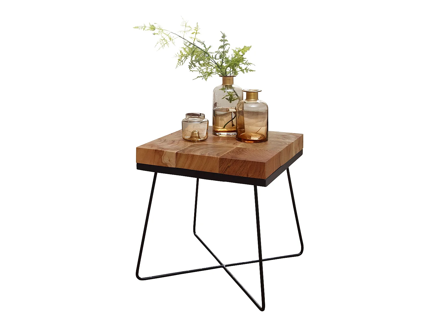 Table d'appoint Bois Massif 45x51x45cm Bout de canapé Table de Salon