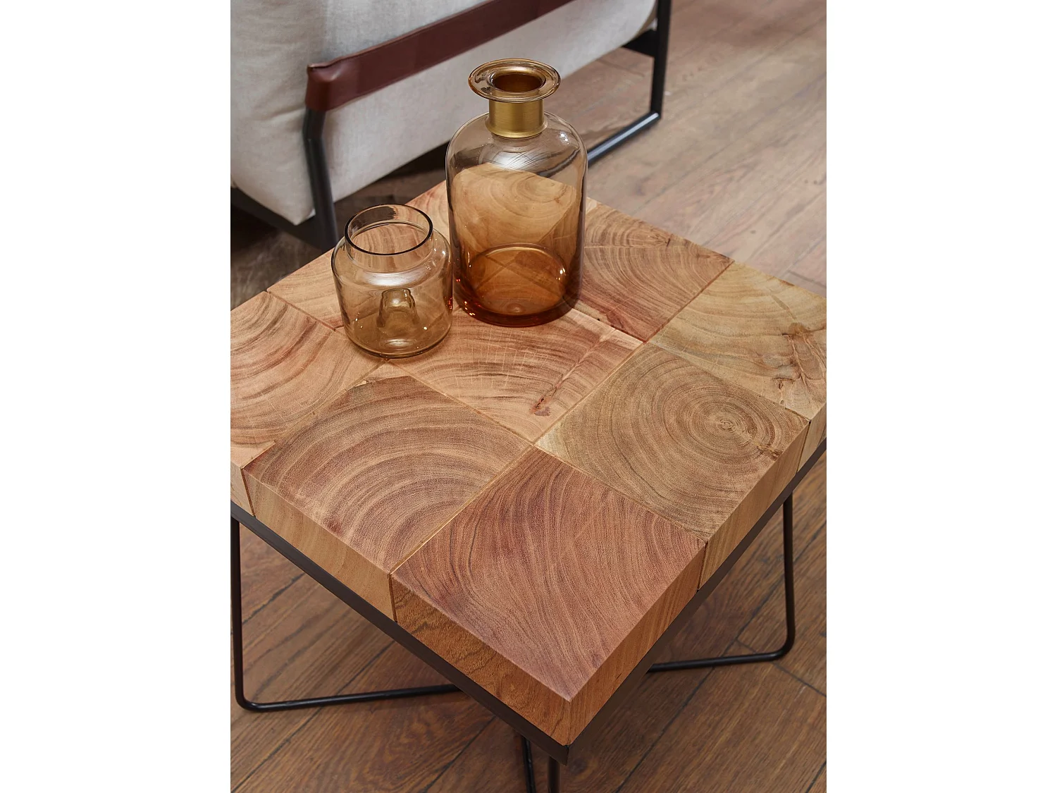 Beistelltisch Akazie 45x45cm Massivholz Telefontisch Couchtisch Tisch Wohnzimmer