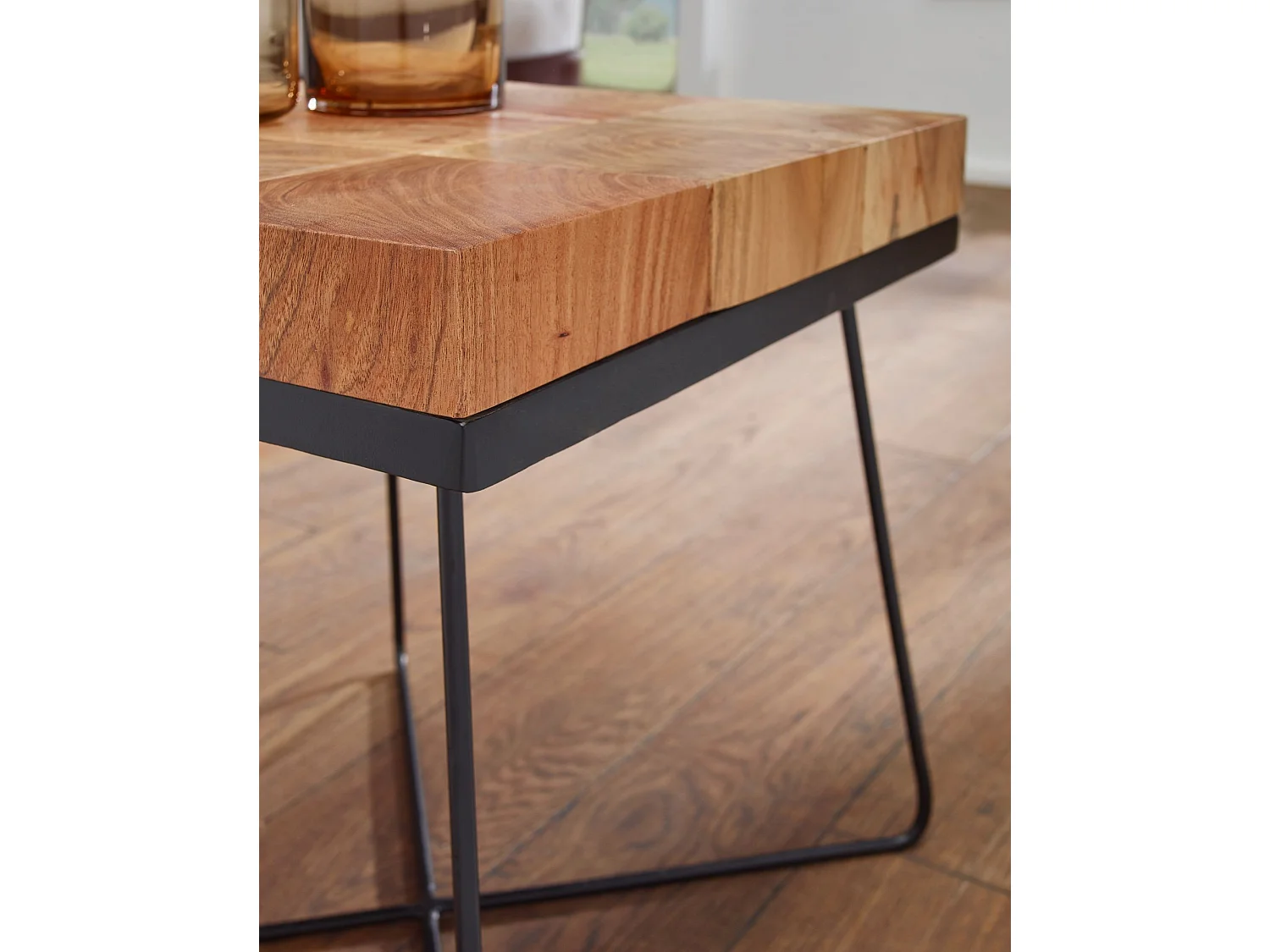 Beistelltisch Akazie 45x45cm Massivholz Telefontisch Couchtisch Tisch Wohnzimmer