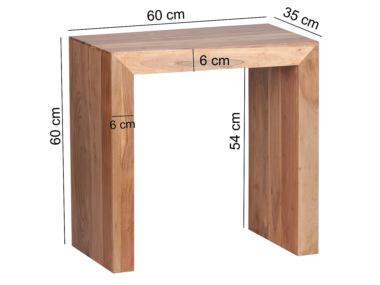 Table d'appoint Bois Massif 60x60x35cm Bout de canapé Table de Salon