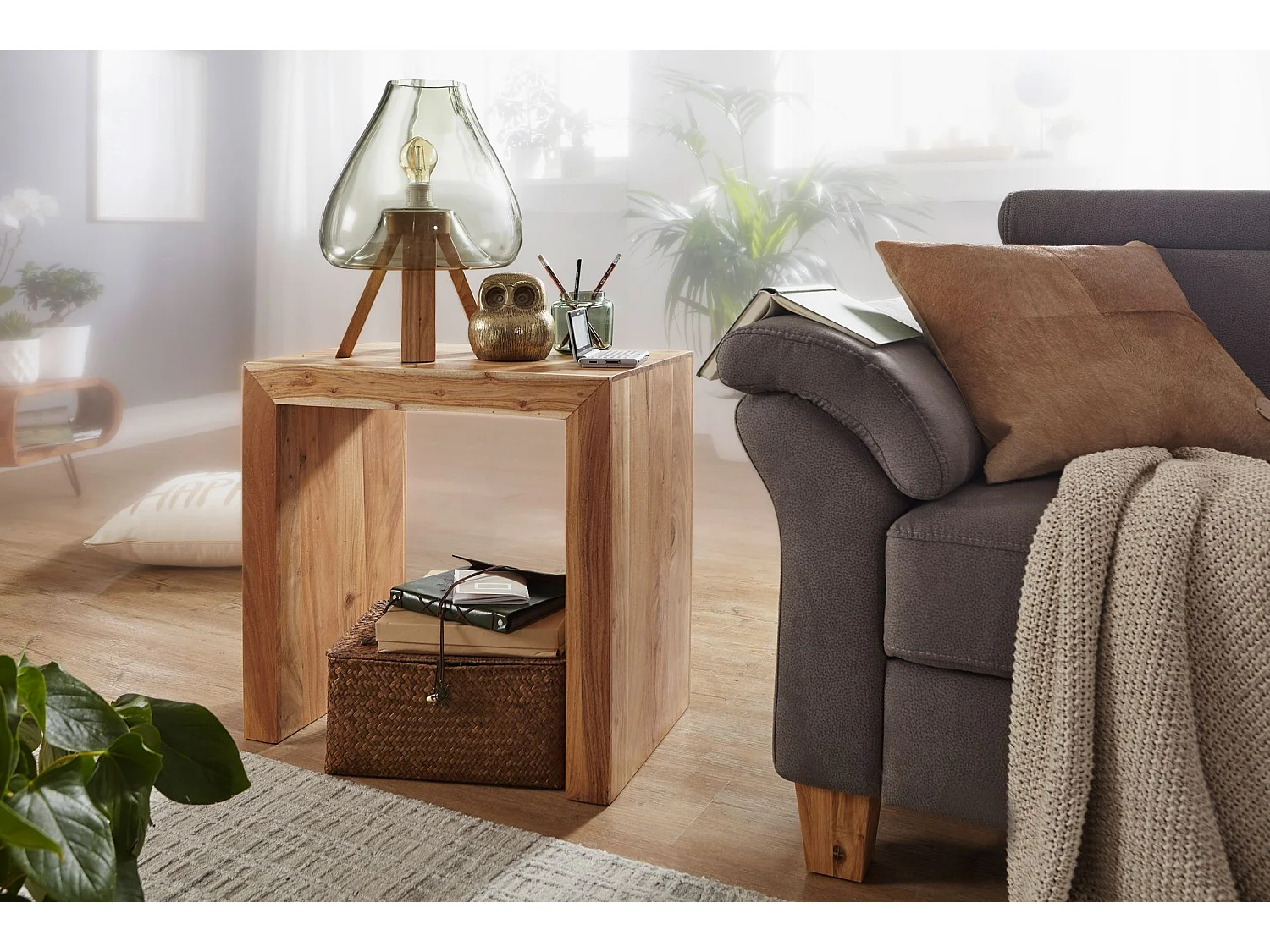 Beistelltisch Massivholz 60x35cm Wohnzimmertisch Landhausstil Couchtisch