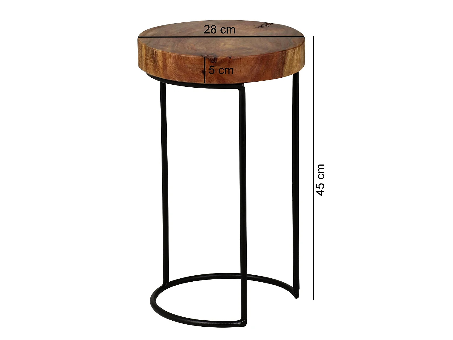 Beistelltisch Massivholz Wohnzimmertisch Metallbeine Landhaus Baumstamm