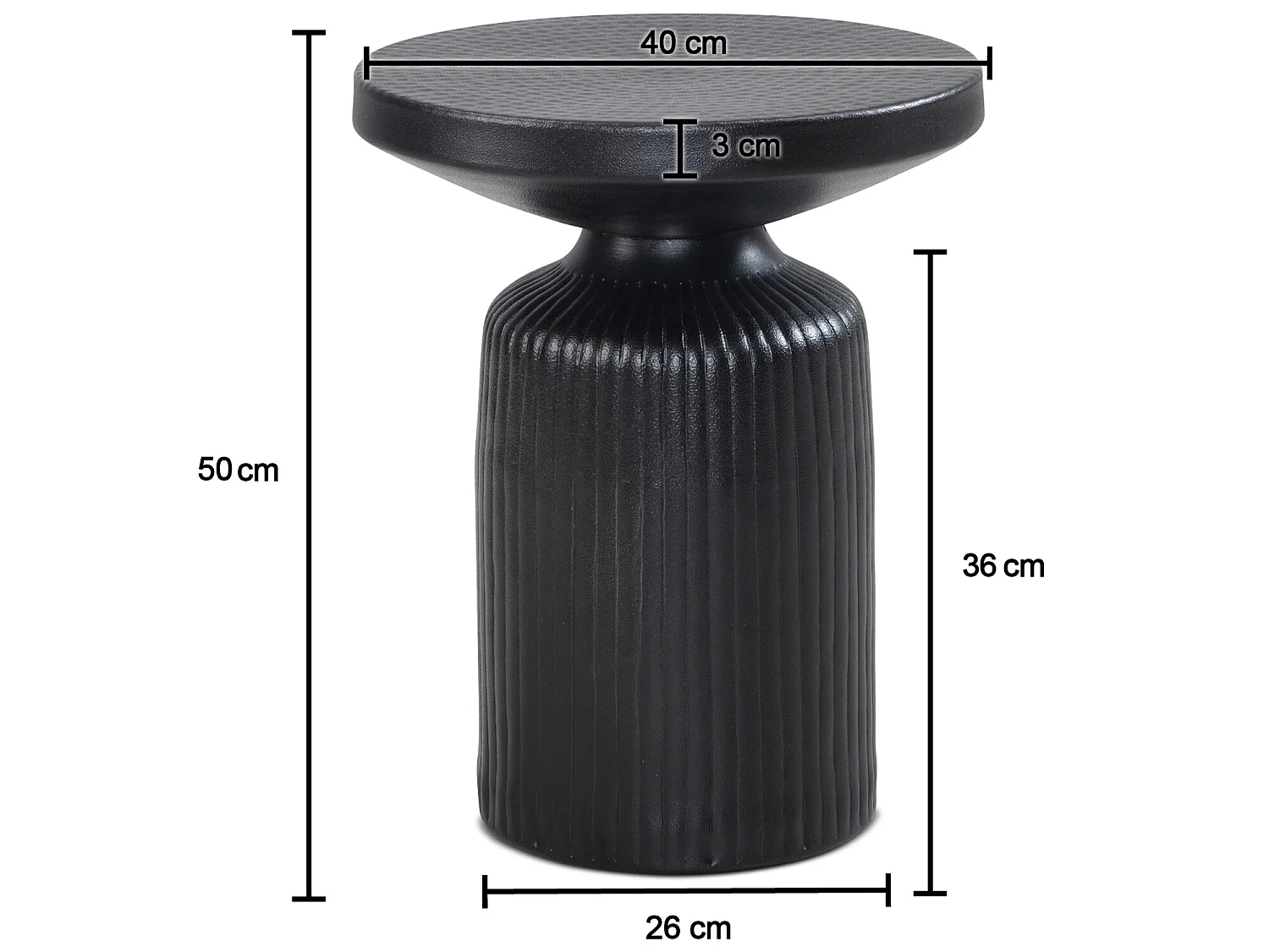 Beistelltisch Sofatisch Metall Schwarz 40x40x50 cm Wohnzimmertisch Rund