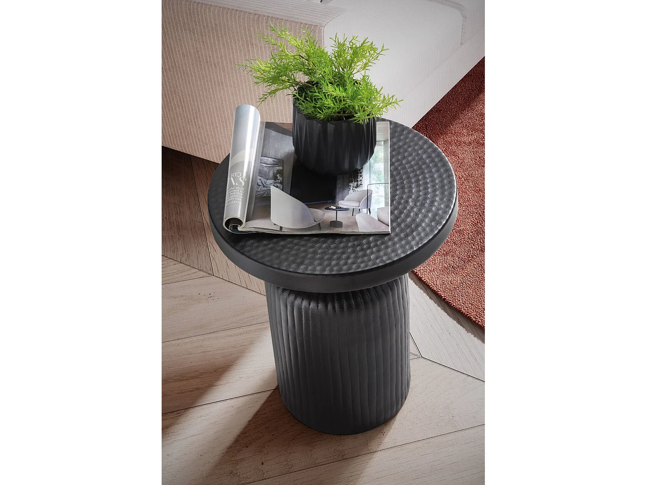 Beistelltisch Sofatisch Metall Schwarz 40x40x50 cm Wohnzimmertisch Rund