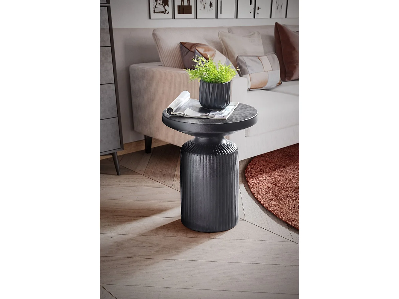 Tavolino Salotto 40x40x50 cm Tavolo Soggiorno Metallo Nero Tavolinetto