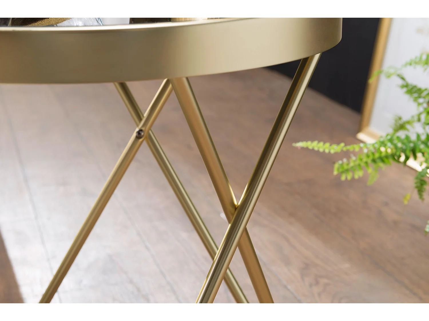 Beistelltisch PARMA Glas Metall Ø 42 cm Wohnzimmertisch Couchtisch Tisch