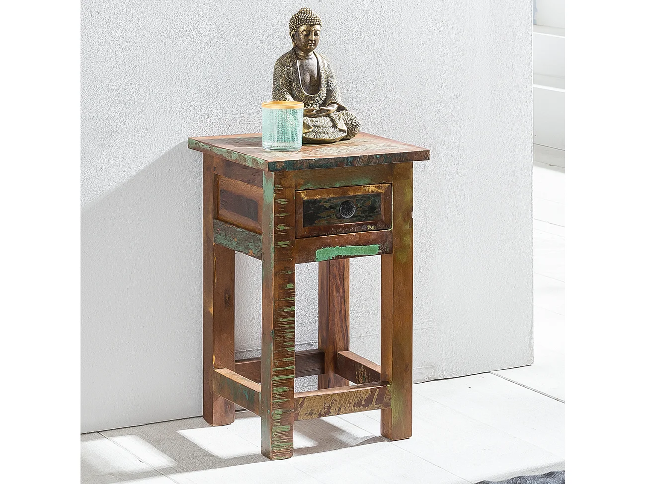 Table d'appoint Bois Massif 30x50x30cm Bout de canapé Table de téléphone