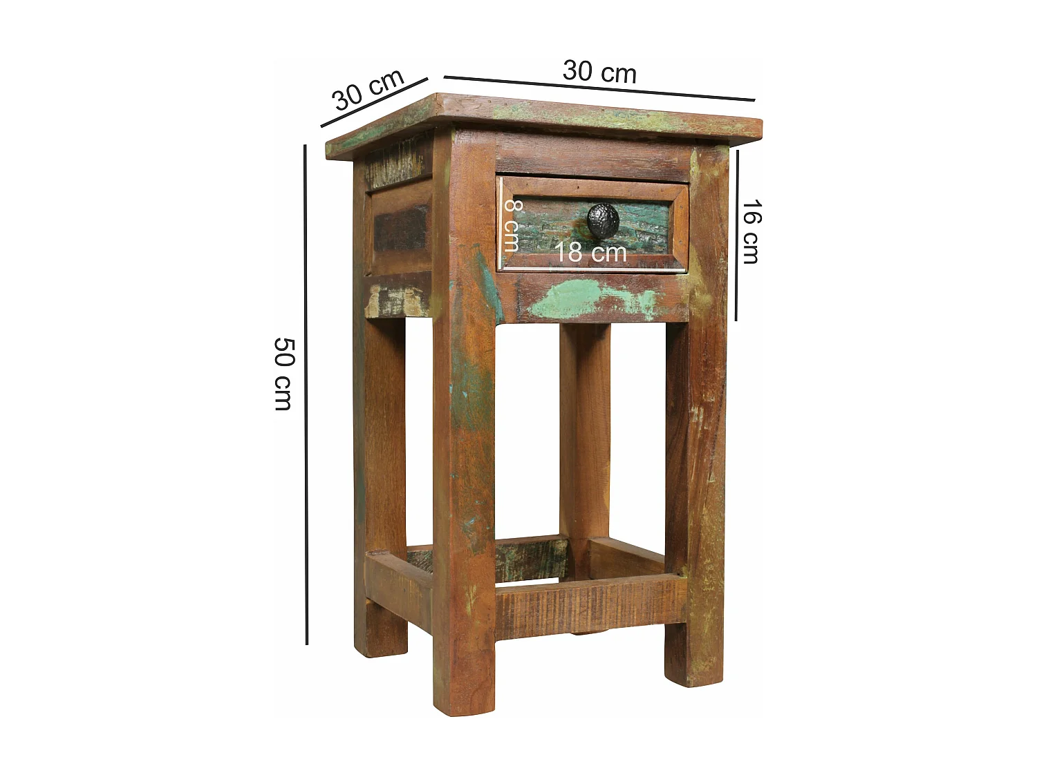 Table d'appoint Bois Massif 30x50x30cm Bout de canapé Table de téléphone