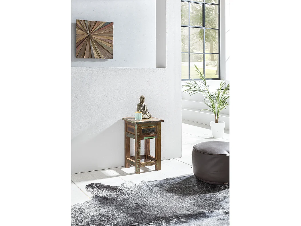 Table d'appoint Bois Massif 30x50x30cm Bout de canapé Table de téléphone