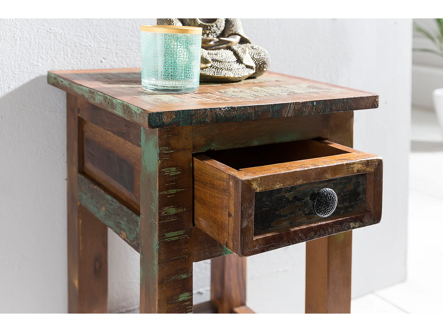 Table d'appoint Bois Massif 30x50x30cm Bout de canapé Table de téléphone