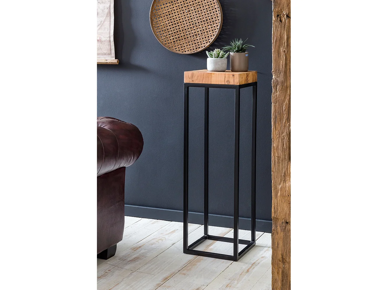 Beistelltisch FB51448 Akazie Holz Metall Industrial Style Telefontisch