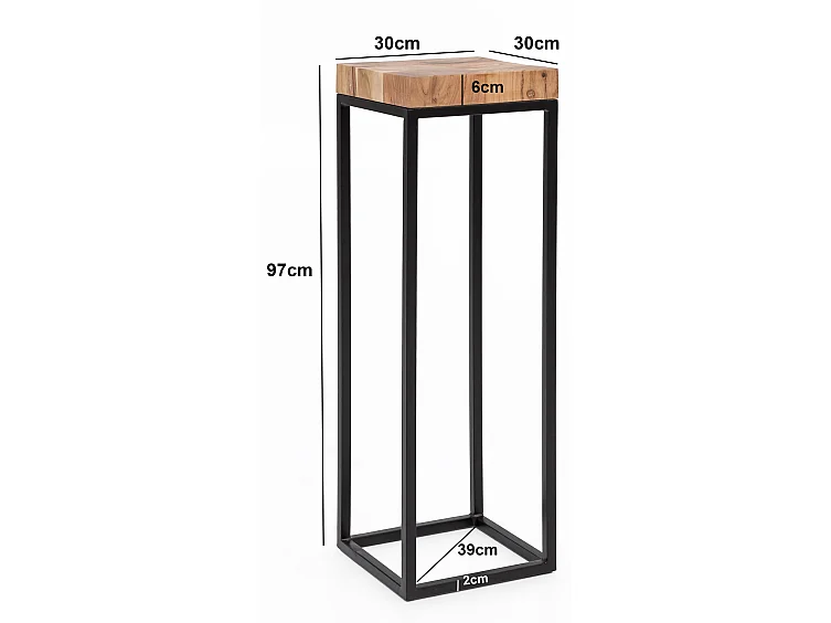 Table d'appoint Bois Massif 45x97x30cm Bout de canapé Table de Salon