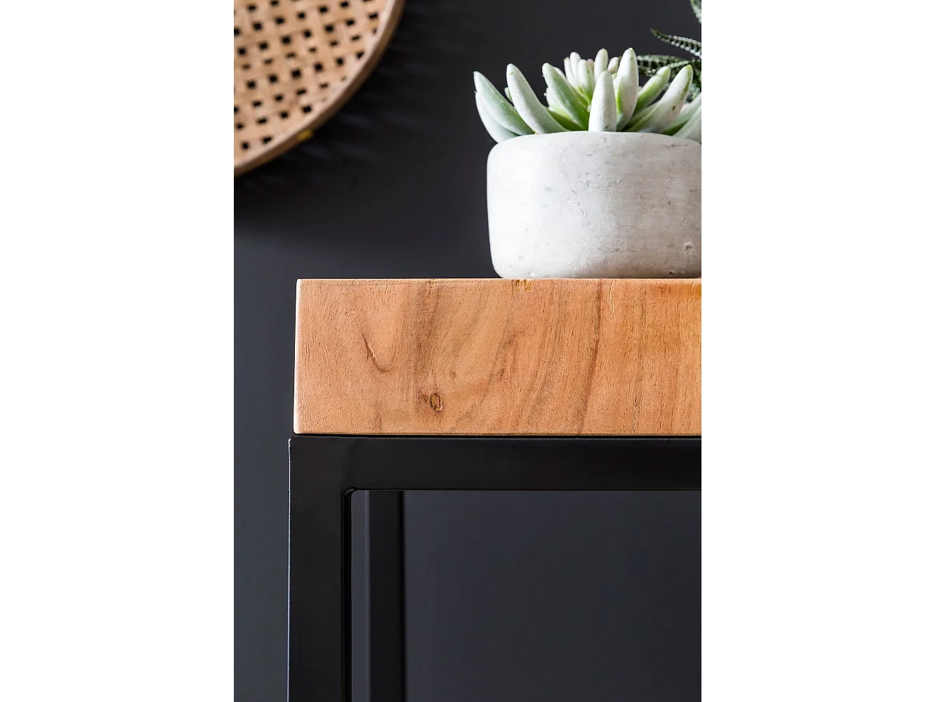 Table d'appoint Bois Massif 45x97x30cm Bout de canapé Table de Salon