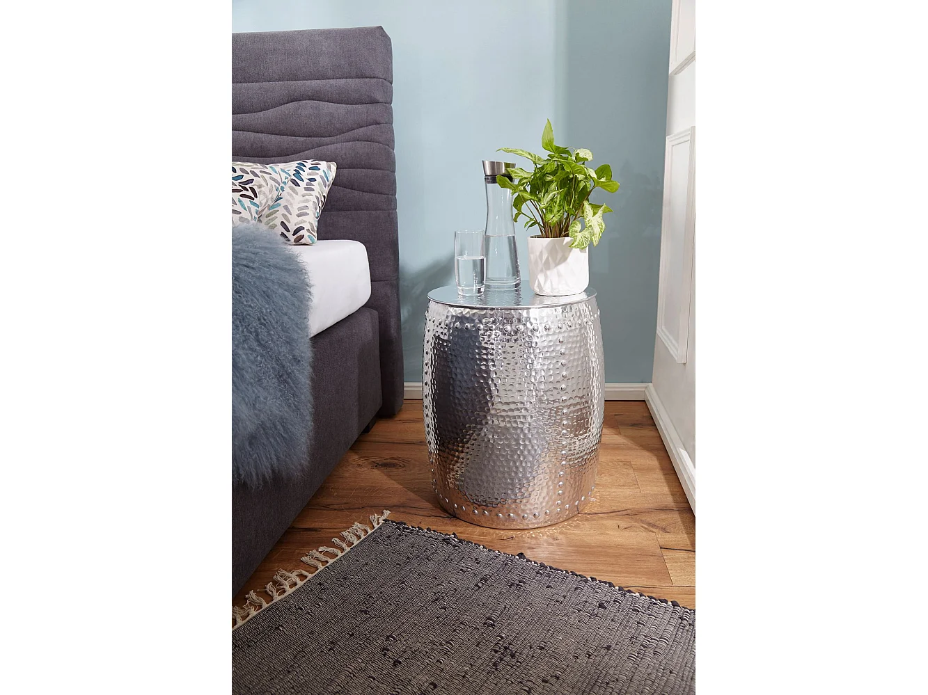 Beistelltisch Dekotisch Metall Hammerschlag rund Ablagetisch klein