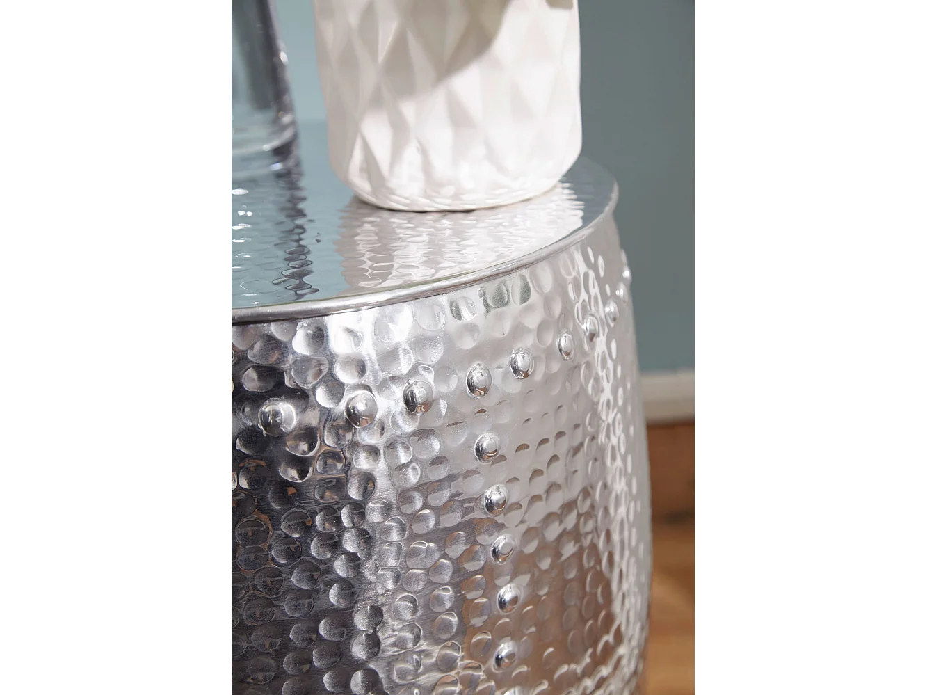 Beistelltisch Dekotisch Metall Hammerschlag rund Ablagetisch klein