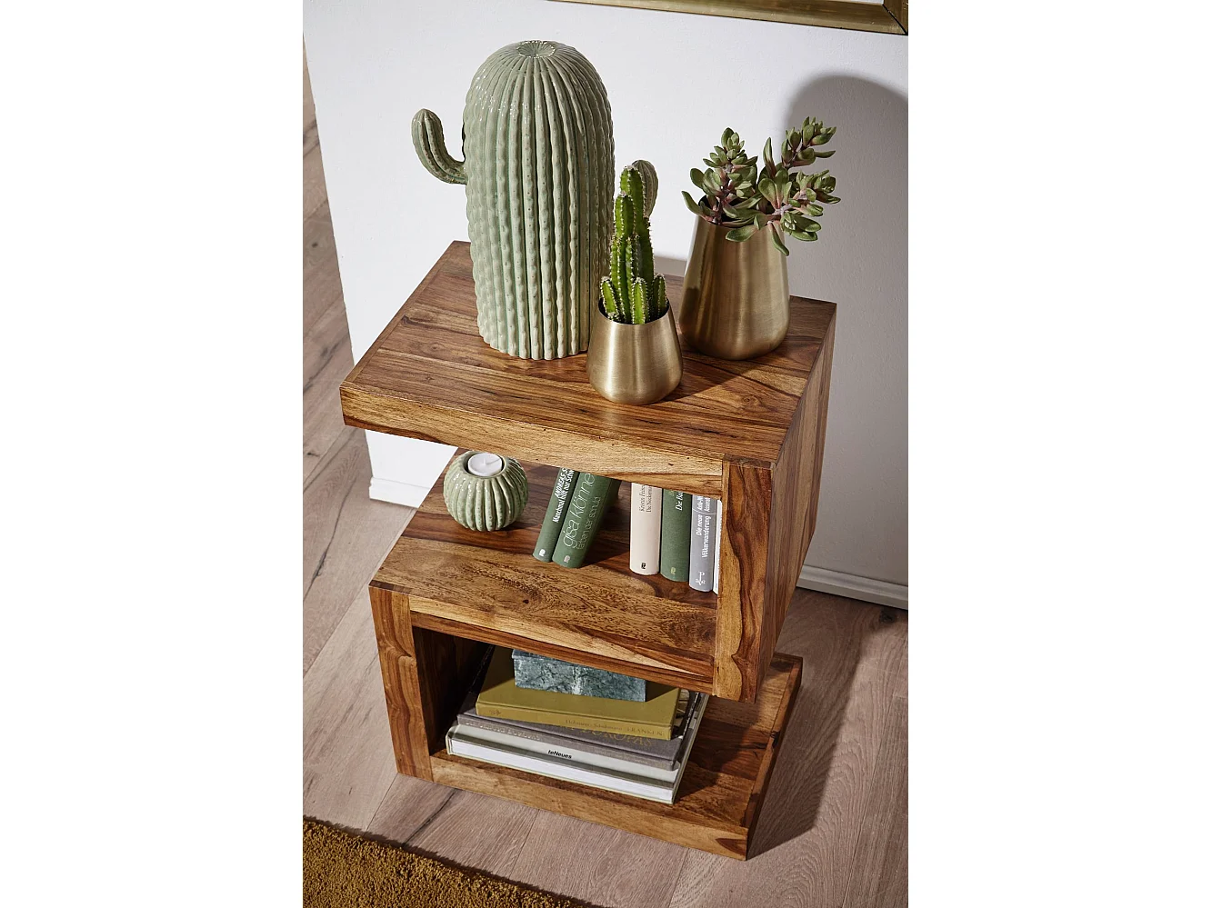 Table d'appoint Bois Massif 44x60x30cm Bout de canapé Table de Salon