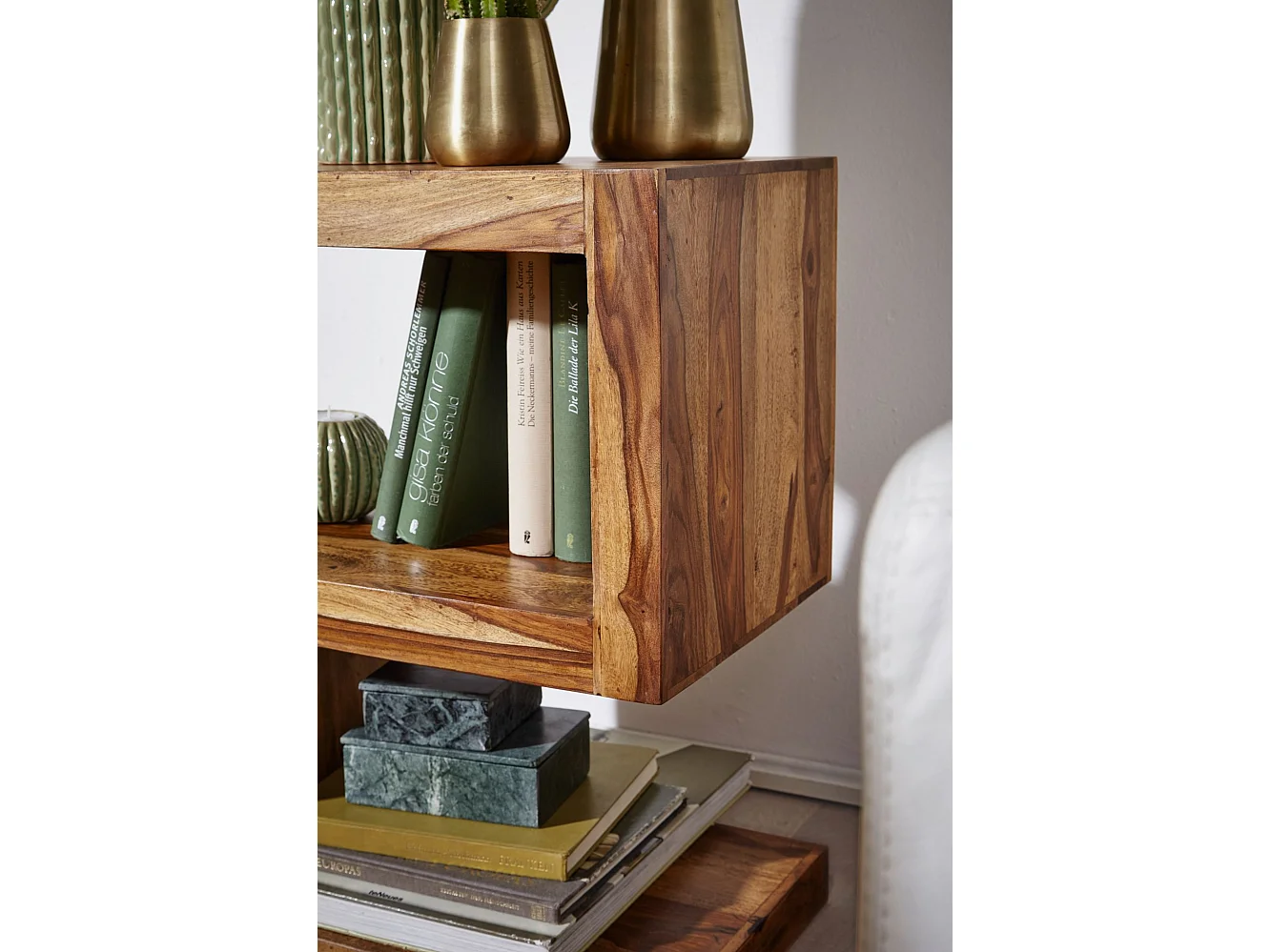 Table d'appoint Bois Massif 44x60x30cm Bout de canapé Table de Salon