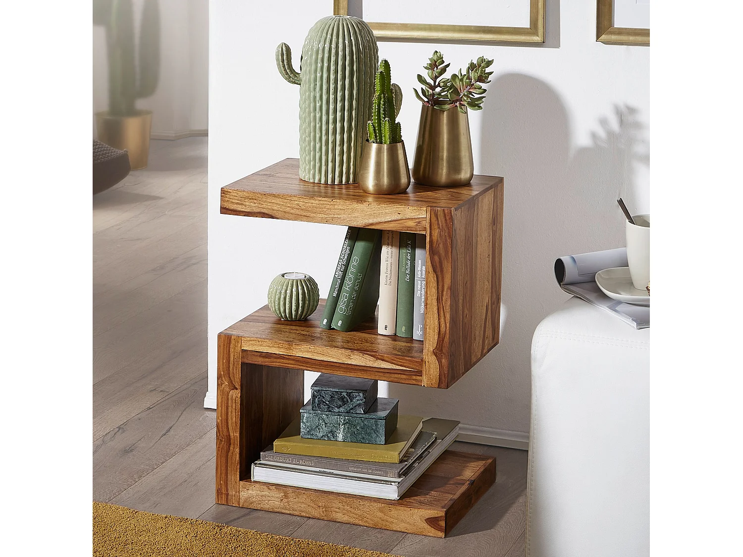 Table d'appoint Bois Massif 44x60x30cm Bout de canapé Table de Salon