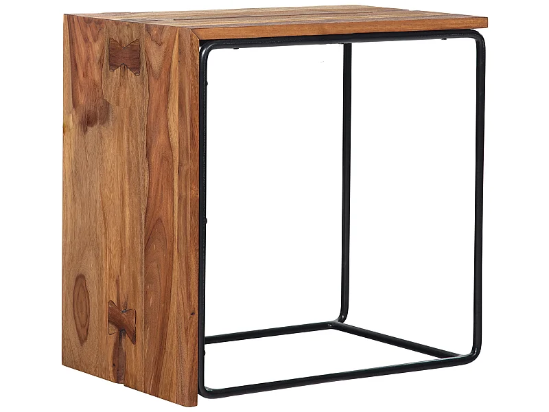 Beistelltisch Anstelltisch Massivholz Metall 45x30x45 cm Abstelltisch