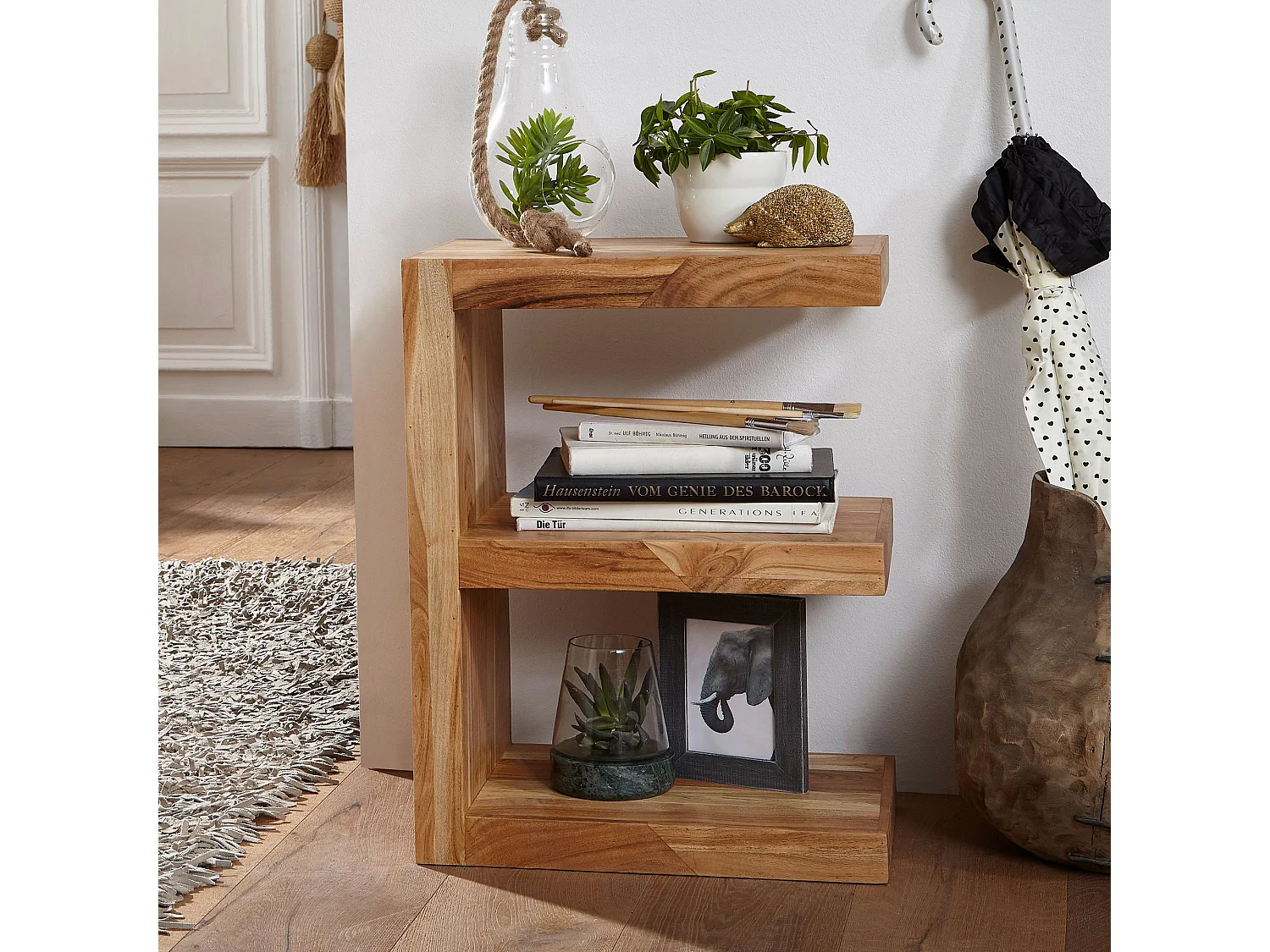 Table d'appoint Bois Massif 45x60x30cm Bout de canapé Table de Salon