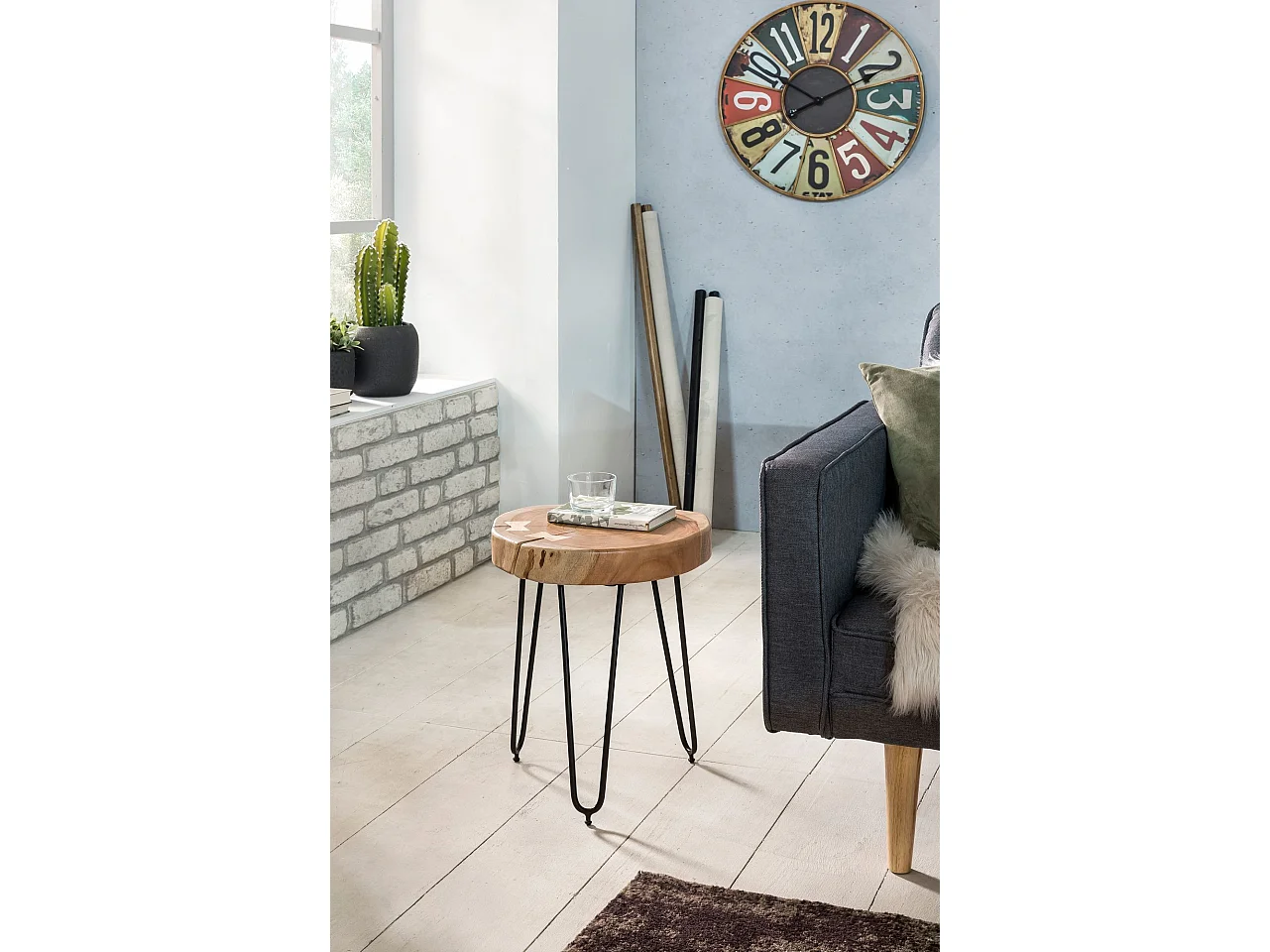 Massivholz Akazie Beistelltisch 30 x 30 cm Wohnzimmertisch Massiv Neu