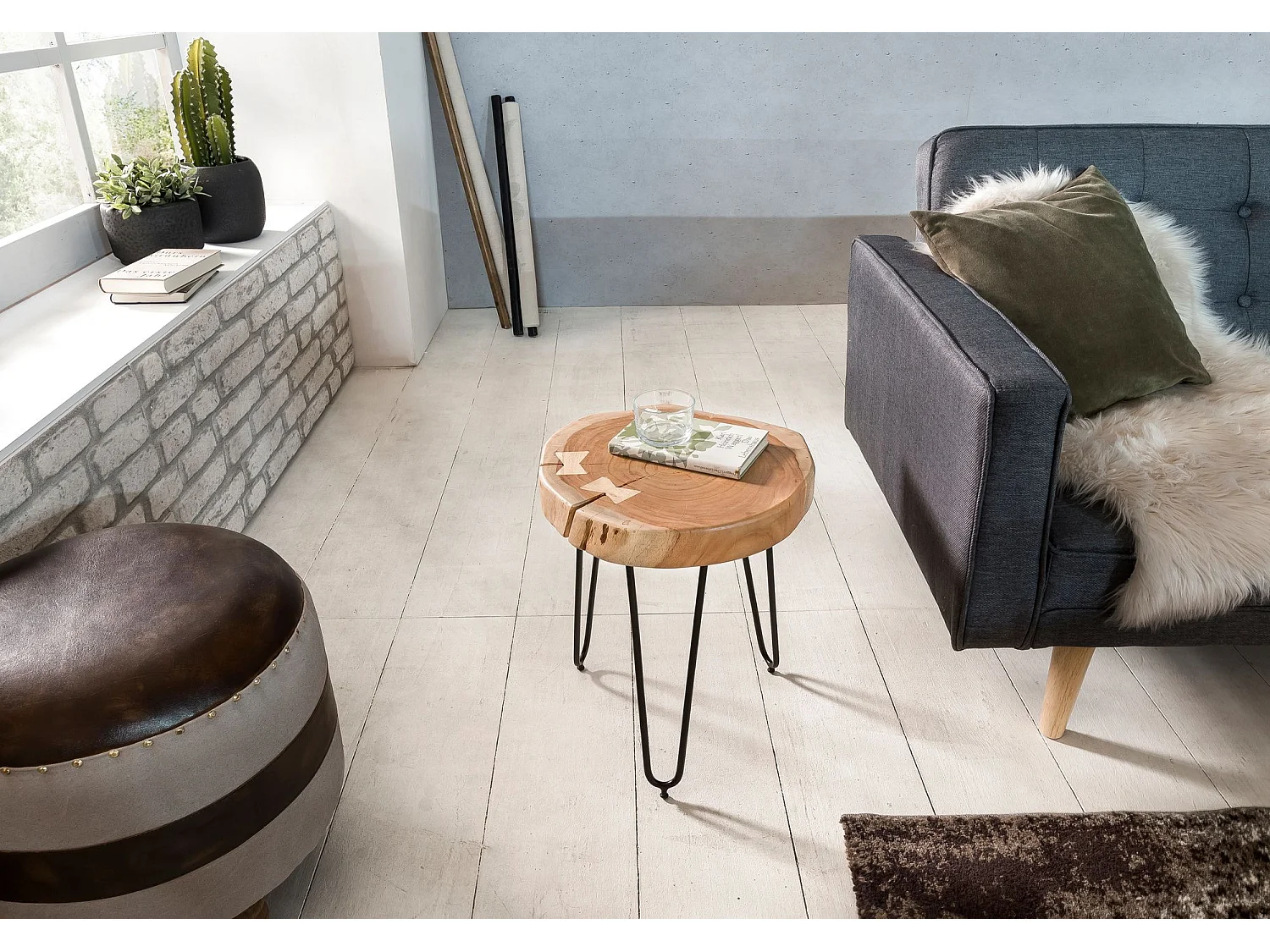 Massivholz Akazie Beistelltisch 30 x 30 cm Wohnzimmertisch Massiv Neu