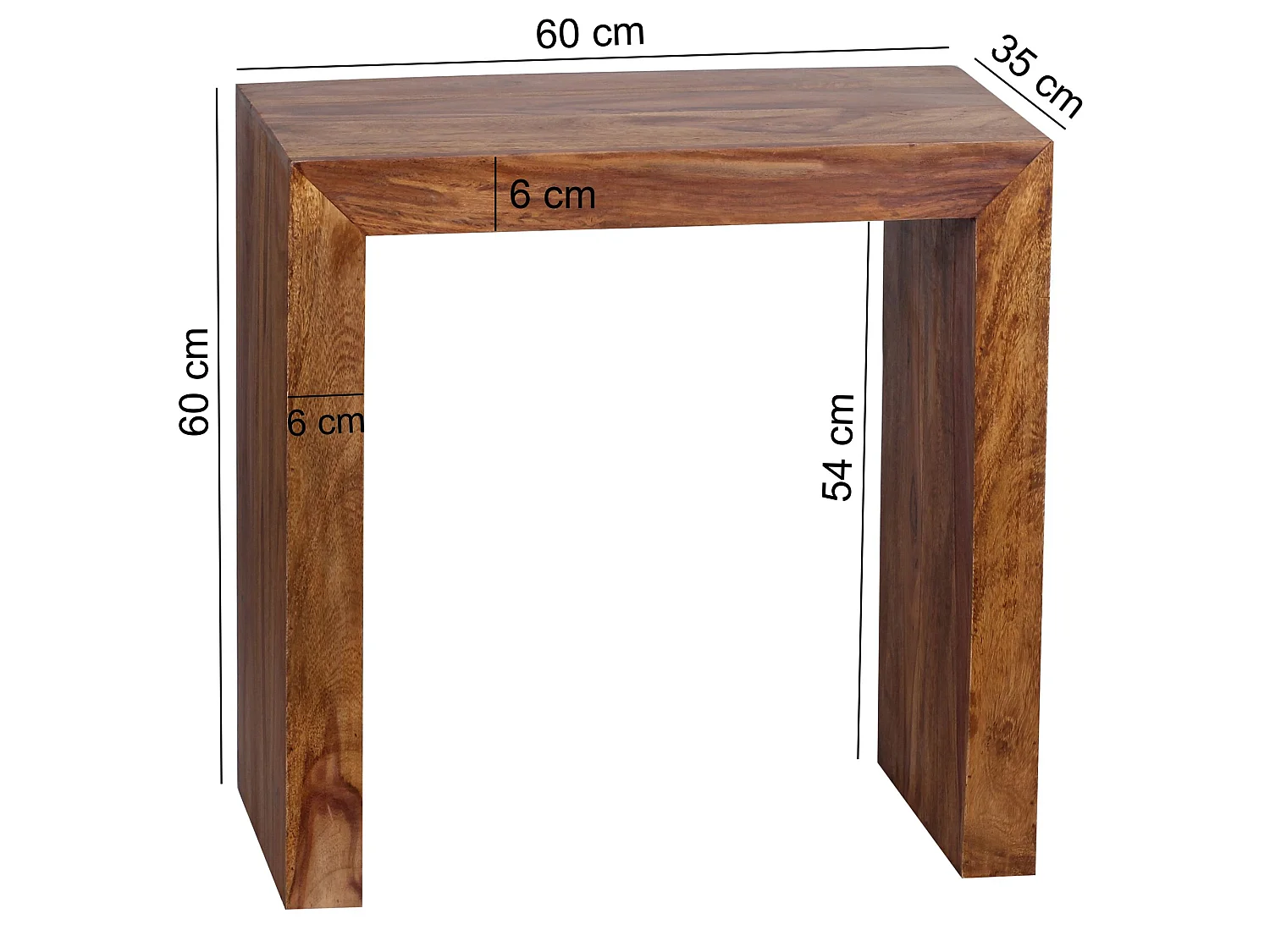 Table d'appoint Bois Massif 60x60x35cm Bout de canapé Table de Salon