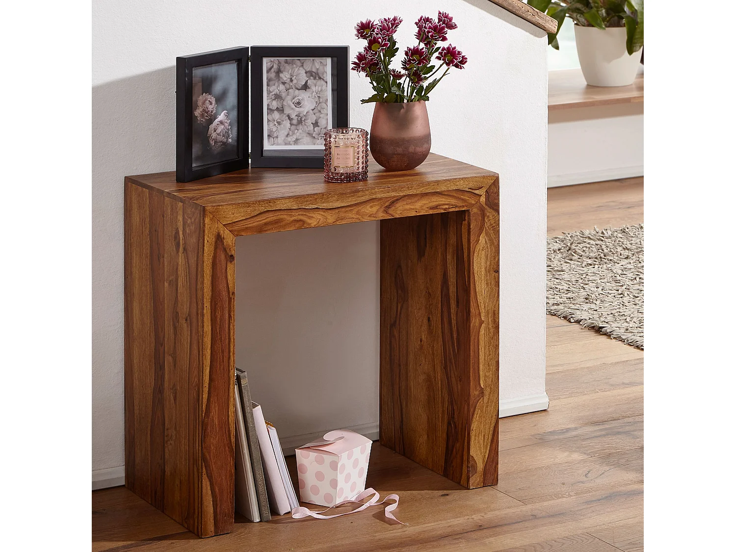 Table d'appoint Bois Massif 60x60x35cm Bout de canapé Table de Salon