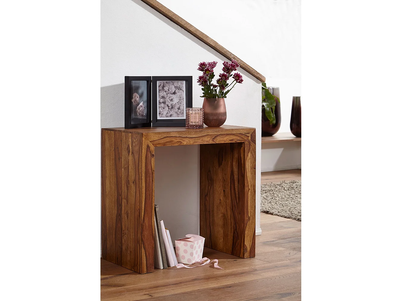 Table d'appoint Bois Massif 60x60x35cm Bout de canapé Table de Salon