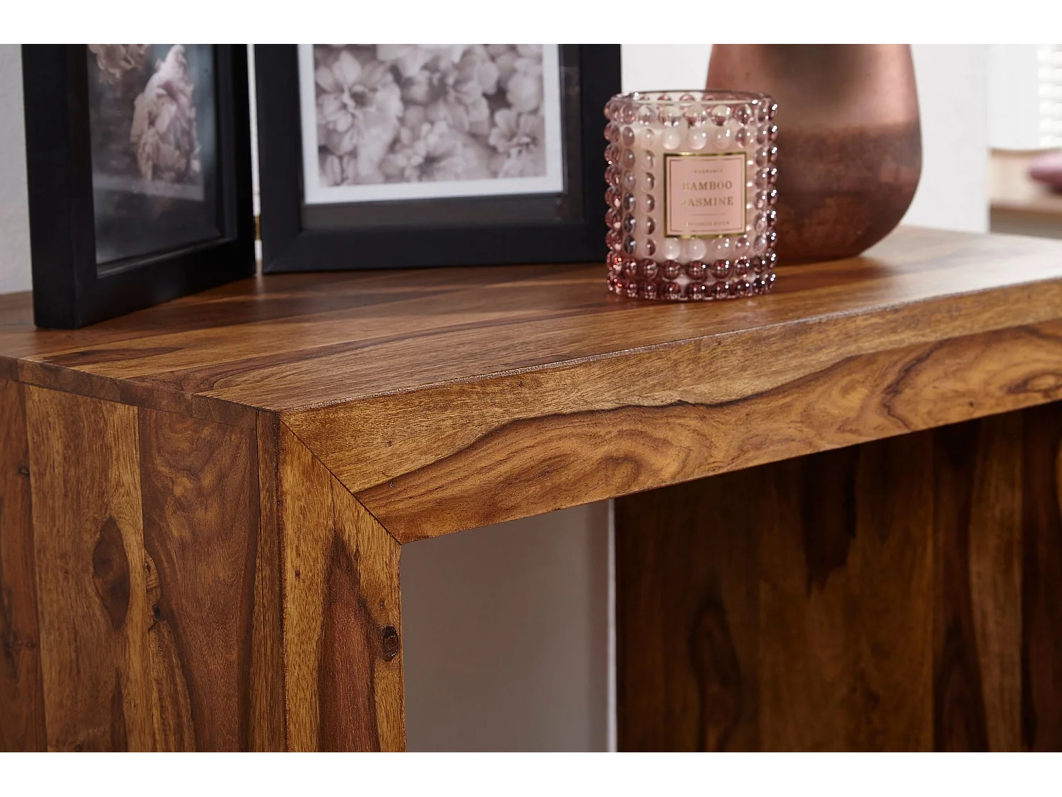 Table d'appoint Bois Massif 60x60x35cm Bout de canapé Table de Salon