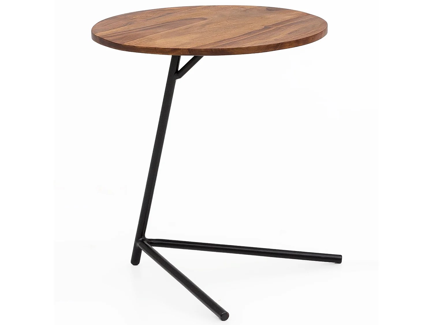 Design Beistelltisch Ø 40 cm Couchtisch Sheesham Massivholz Metall