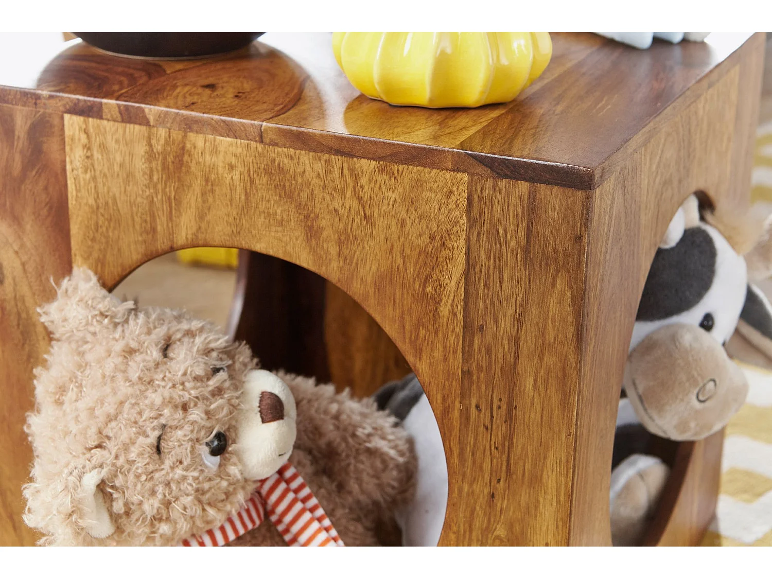 Sheesham Beistelltisch 35x35x35 cm Cube Holztisch Tisch mit Stauraum