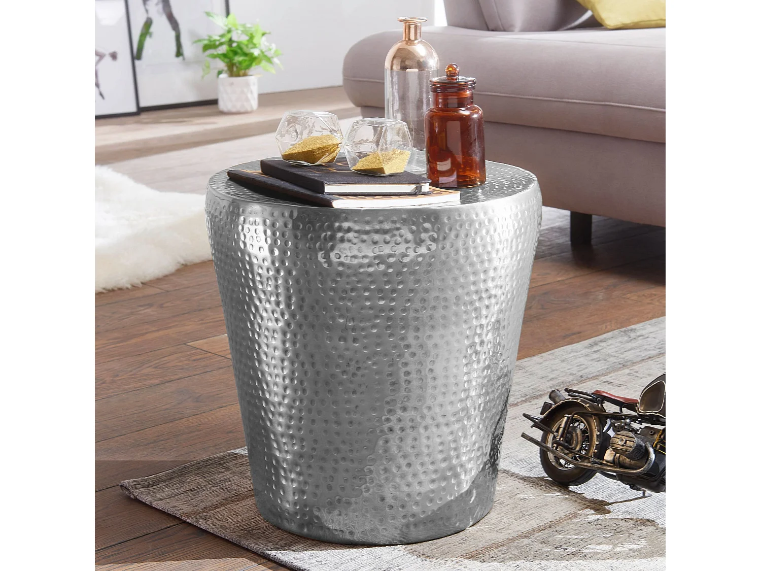 Table d'appoint Métal 41x41x41 cm Table Basse Design Bout de canapé Rond