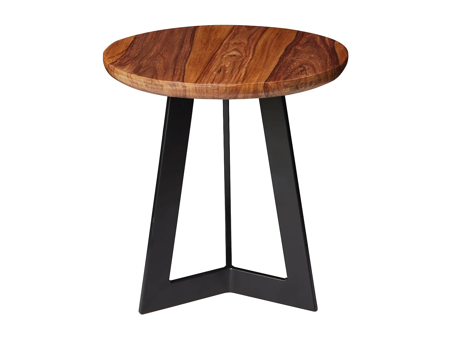 Table d'appoint Bois Massif / Métal Bout de canapé Table de Salon Rond