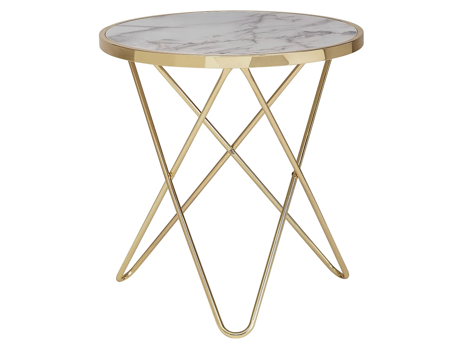 Design table basse optique marbre blanc table de salon or Ø55cm ronde