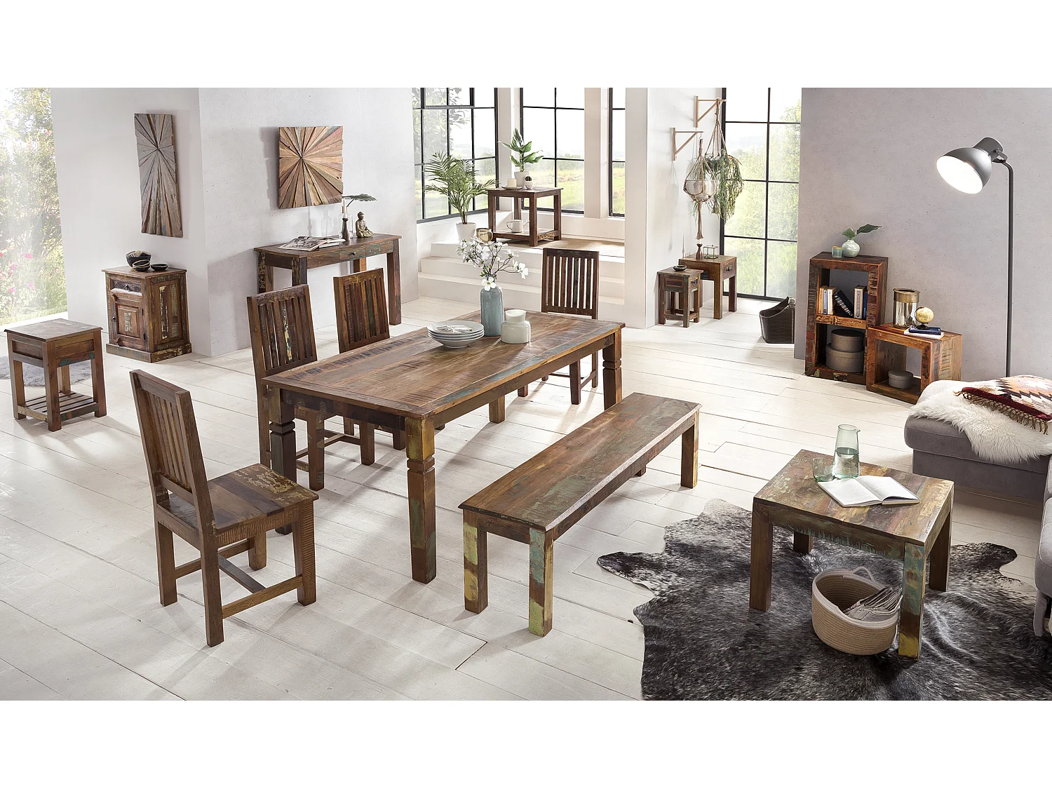 Beistelltisch KALKUTTA 45 x 45 x 35 cm Wohnzimmertisch Cube Regal Tisch