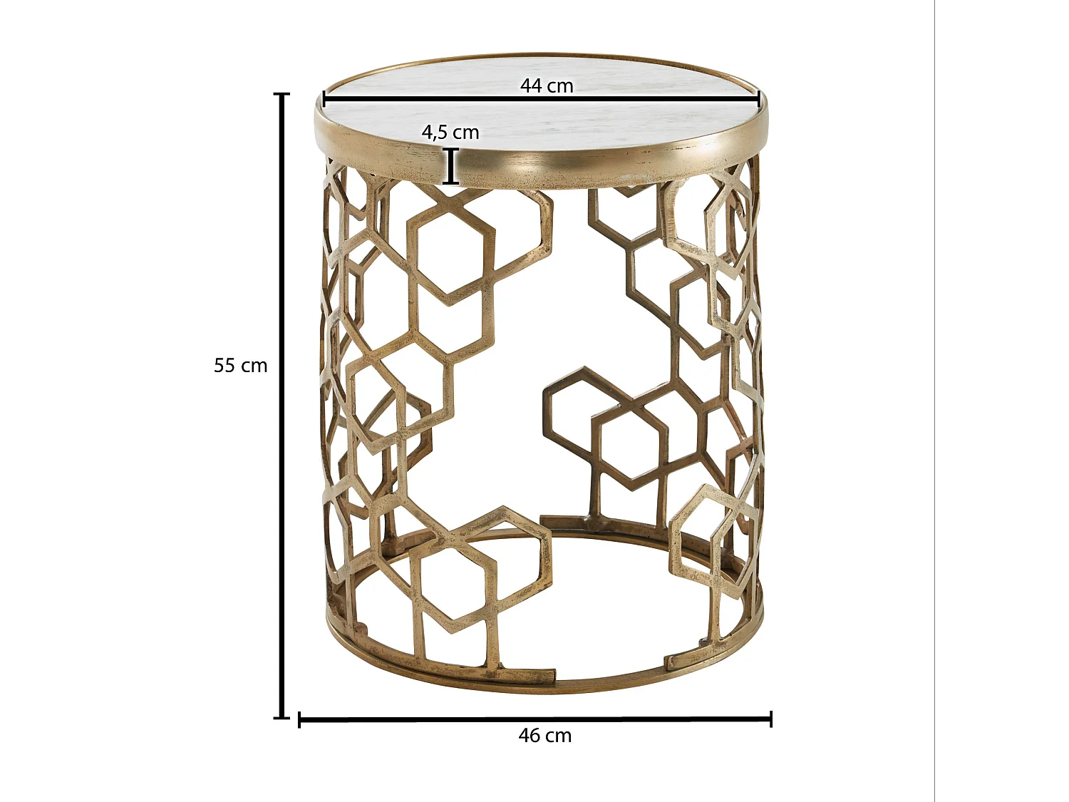 Table d'appoint Marbre Véritable Ronde 46x46x55cm Petite Table de Salon