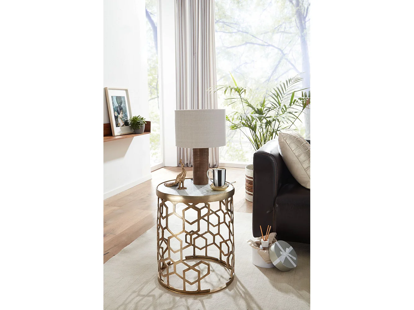 Beistelltisch  Sofatisch Echter Marmor Ø 44cm Tisch Wohnzimmertisch Rund