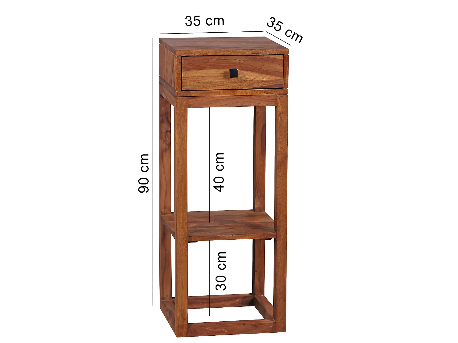 Beistelltisch PATAN Holz Massiv Telefontisch Konsole Anrichte Regal Schublade