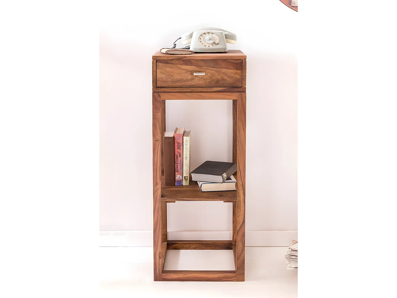 Table d'appoint Bois Massif 35x90x35cm Bout de canapé Table de téléphone