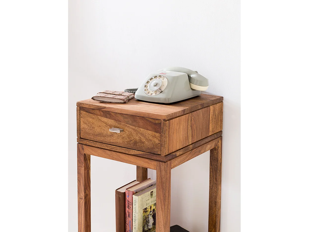 Table d'appoint Bois Massif 35x90x35cm Bout de canapé Table de téléphone