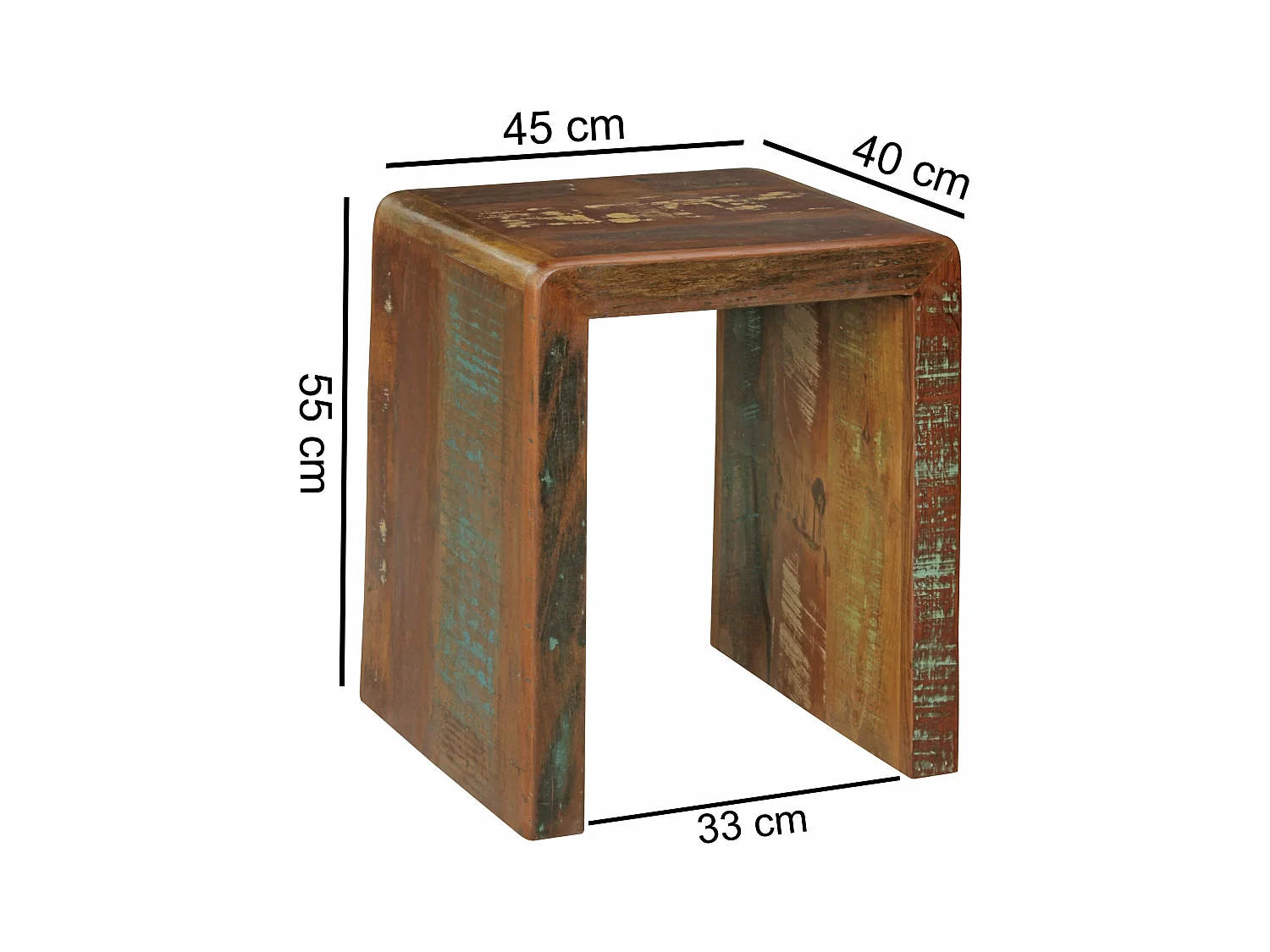 Table d'appoint Bois Massif 45x55x40cm Bout de canapé Table de téléphone