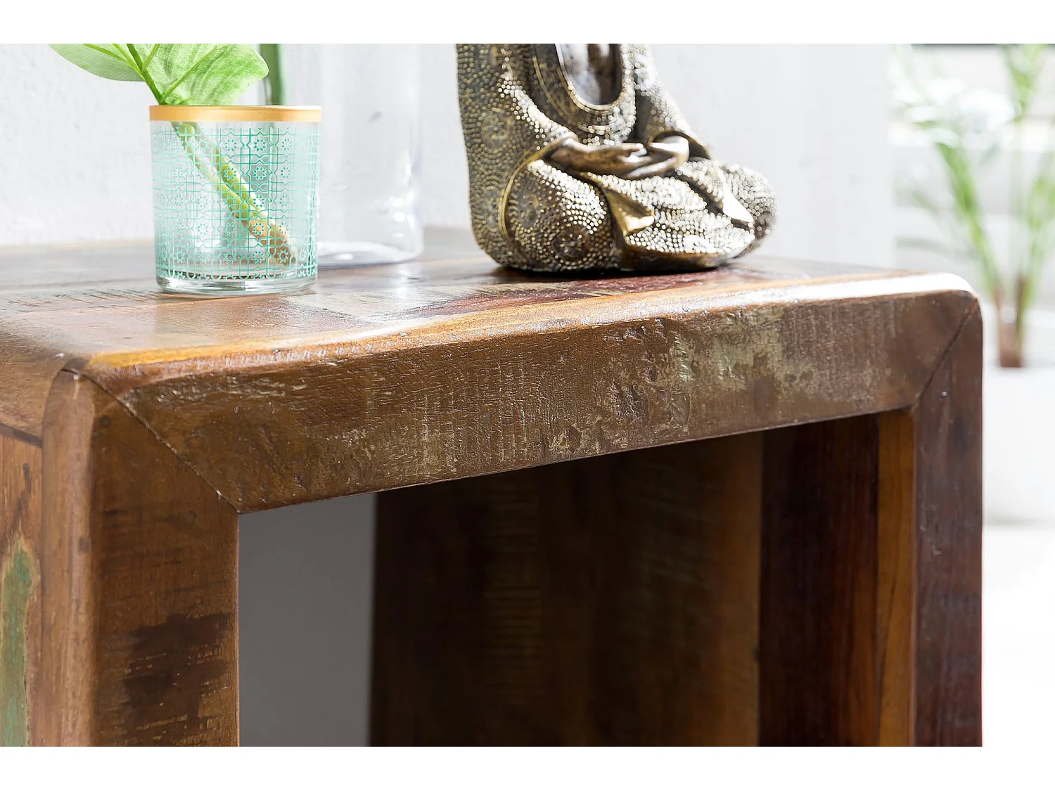 Table d'appoint Bois Massif 45x55x40cm Bout de canapé Table de téléphone