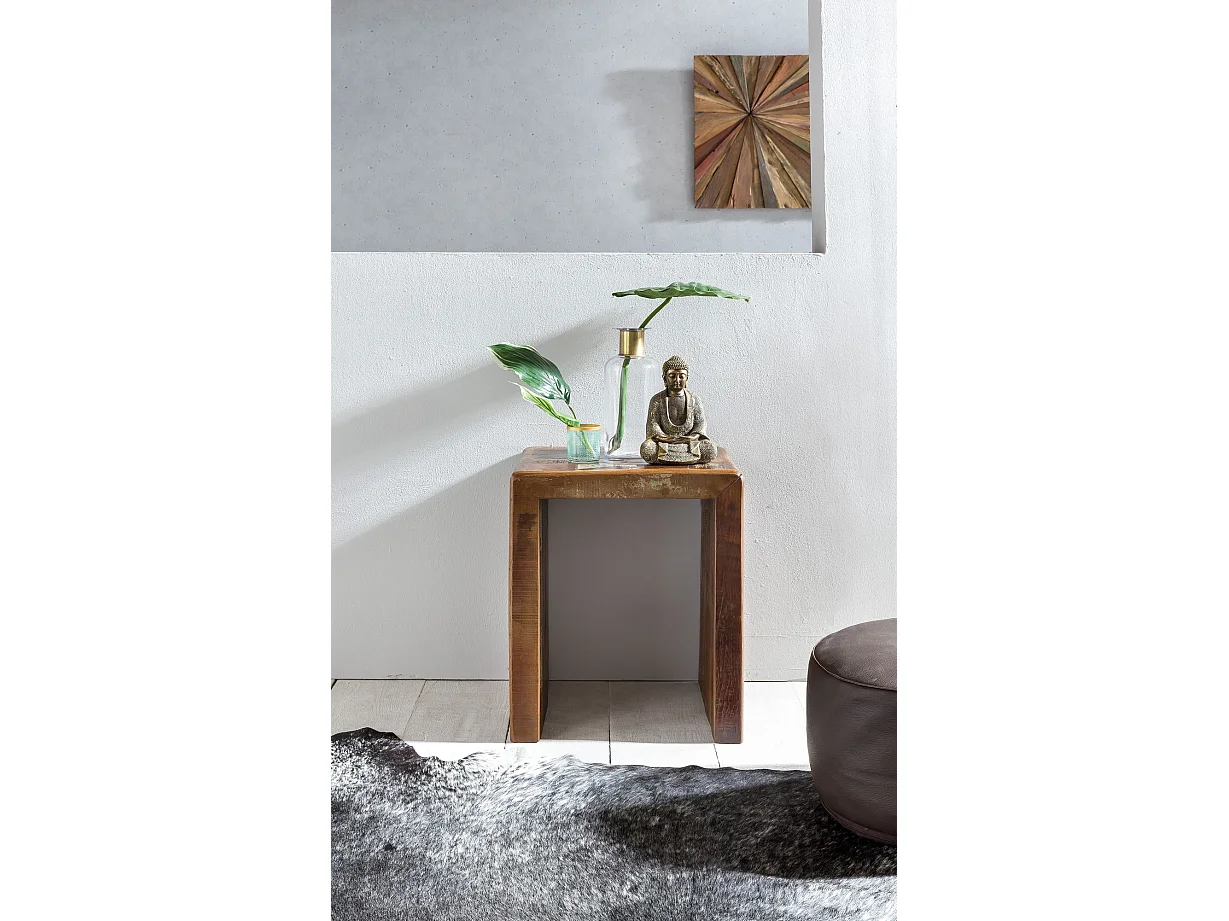 Table d'appoint Bois Massif 45x55x40cm Bout de canapé Table de téléphone